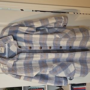 Blue and White plaid Rd Style Shacket